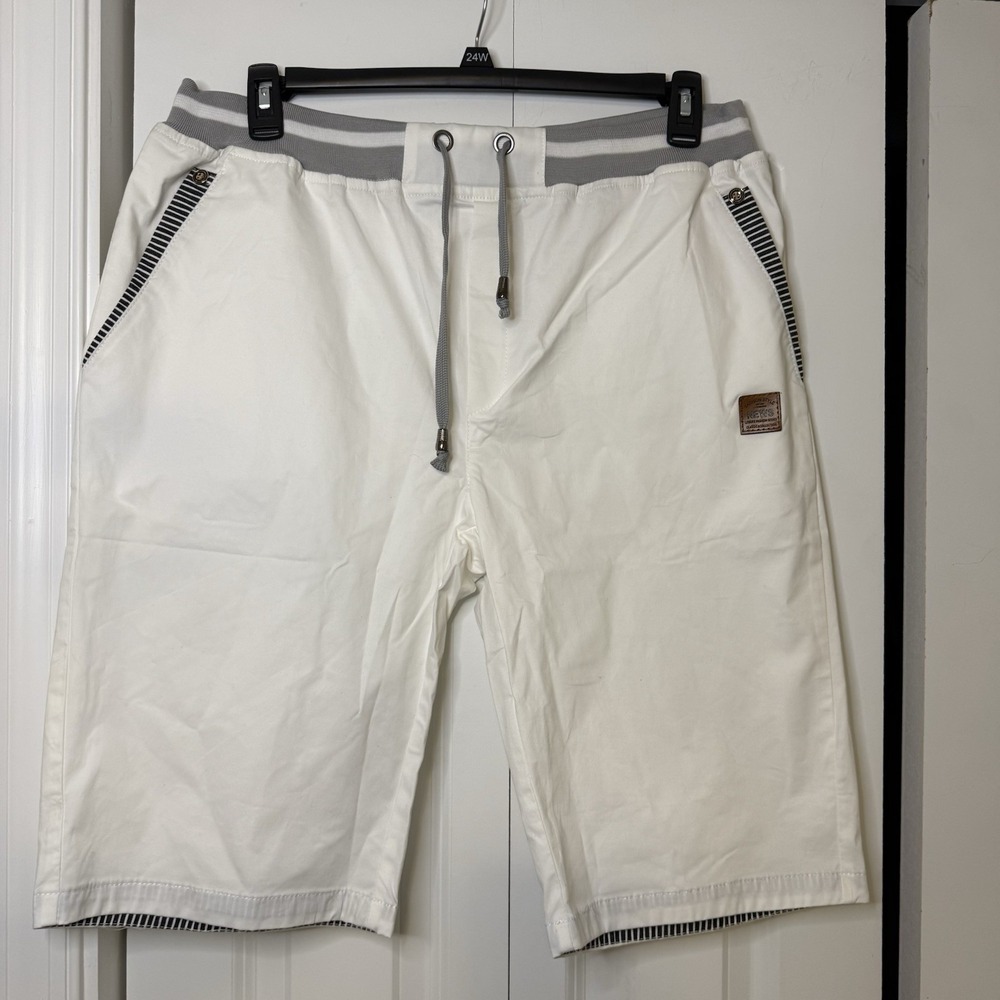 Fashion Style News Men's White Shorts Size 2XL Bermuda Cotton Linen NWOT